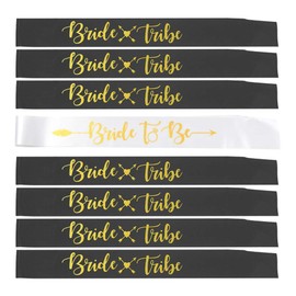 CoolerthingsDG, with 8 Pack Hen Party Sash - 1 White Bride to Be Sash, 7 Black Team Bride Tribe Hen Do Sash for Girls Hen Night Out Bridal Shower Wedding Bachelorette Party Accessories