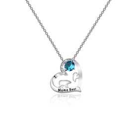 CENWA Mama Bear Necklace Mom Necklace Mama and Baby Bear Necklace with 12 Months Birthstone Birthday Gift Family Jewelry for Her (Decem Mama Bear N S)