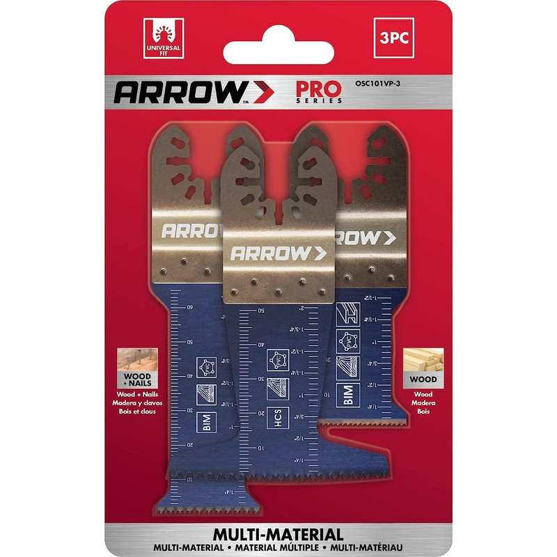Arrow OSC101VP-3 Multi-Material Oscillating Tool Blade Variety Pack for Copper