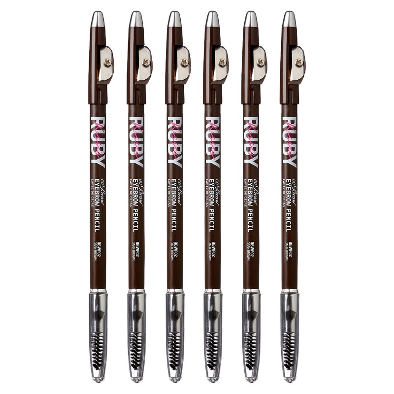 Kiss Go Brow Eyebrow Wooden Pencil Dark Brown (6 Pieces)