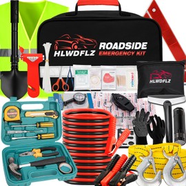 HLWDFLZ Emergency Car Kit with Jumper Cables & Snow Shovel, Winter Roadside Assistance Safety Kit for Cars, Trucks, SUVs and RVs