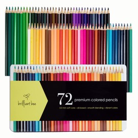 Brilliant Bee - 72 Premium Colored Pencils Set - Professional Quality Soft Core Oil-Based Pencils for Artists and Kids & Adult Coloring, Bulk Gift Set in Metal Storage Case