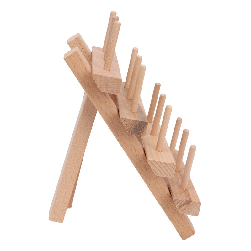12 Spools Wooden Sewing Thread Holder Foldable Bobbin Hanging Rack