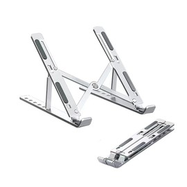 ningzhi Laptop Stand for Desk,6-Angle Adjustable Laptop Riser Metal Foldable Portable Computer Holder, Ventilated Cooling Notebook Stand for 10-15.6” Laptops,Tablet -Silver