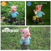 JIAOYINZI Garden Pig Gnome with Solar Lantern, Outdoor Decorative Statue
