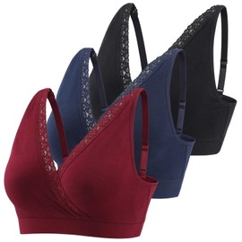 HIHOSSI Adjustable Lace Cotton Sleep Bra – Maternity Nursing Bras for Pregnancy, Daily Wear & Night Comfort