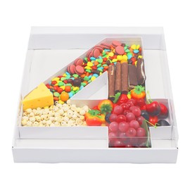 QRQR 15.7Inch Cardboard Charcuterie Board Number Paper Mache Cutout Box Food Sweet Container Tray With Clear Cover (number4)