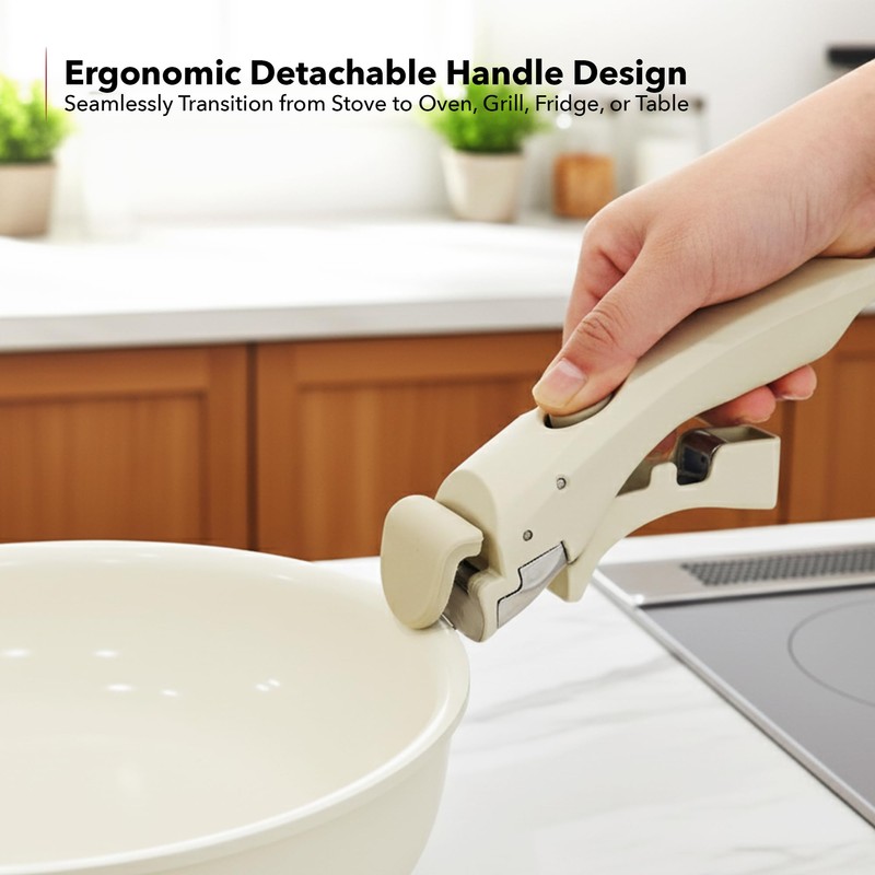 OVENTE 5Pcs Ceramic Pots and Pans Set Non Stick, Induction