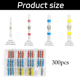 300Pcs Wire connectors, Wire connectors,Heat Shrink Connectors, Heat Shrink Solder Sleeves, Solder Connector Heat Shrink, Wire Connector, Solder Connectors for Wires Cable Joint