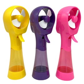 SEITG 3 Pack Elite Battery Powered Handheld Water Misting Fans Personal Outdoor Cooling Fan (Yellow/Purple/Pink)