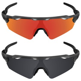 Galvanic Replacement Lenses for Oakley Radar EV Path OO9208 Sunglasses - Ruby + Black Polarized - Combo Pack