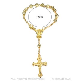 BOBIJOO JEWELRY - Mini Chapelet Voiture Camion Bracelet Marie Vierge Croix Pendentif Tout Or
