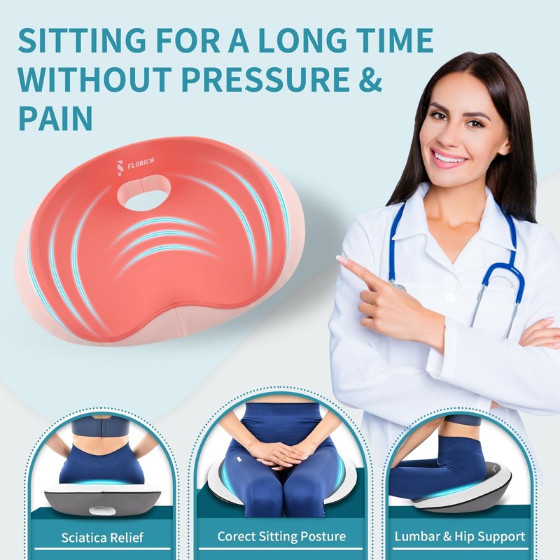 FLORICH Memory Foam Car Seat Cushion and Lumbar Support Pillow,