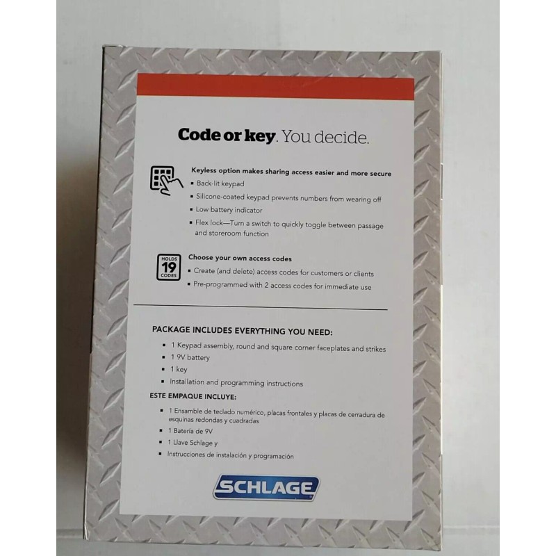 SCHLAGE Satin Chrome Plymouth Light Commercial Electronic Keypad Lock Elan