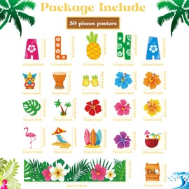 Aloha Cutouts Tropical Hawaiian Bulletin Board Decorations Summer Theme Party Paper Cut Outs Beach Theme Paper Cut-Outs for Kids School Classroom Nursery Beach Birthday Theme Baby Shower Supplies