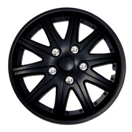 TuningPros WC-14-1027-B 14-Inches Pop On Type Improved Hubcaps Wheel Skin Cover Matte Black Set of 4