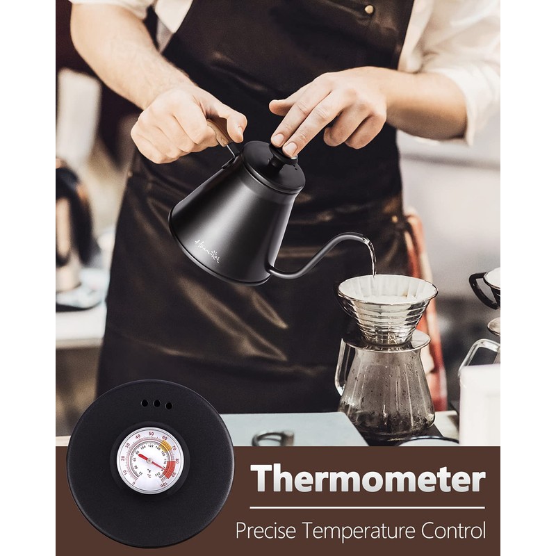 Harriet Gooseneck Kettle with Thermometer for Pour Over Coffee and