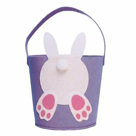 Easter Basket for Kids Easter Bunny Bucket Bag Easter Gift Bags Eggs Bag for Kids Cute Unisex design (Purple)