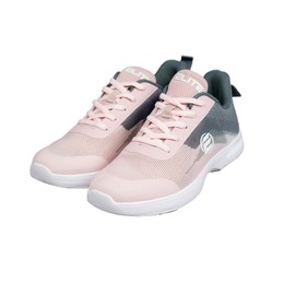 ELITE - Zapatos de bolos para mujer - Suela universal para mujer, ultra ligera, estilo atlético de malla overol para bolos, Gris/rosado, 24 cm