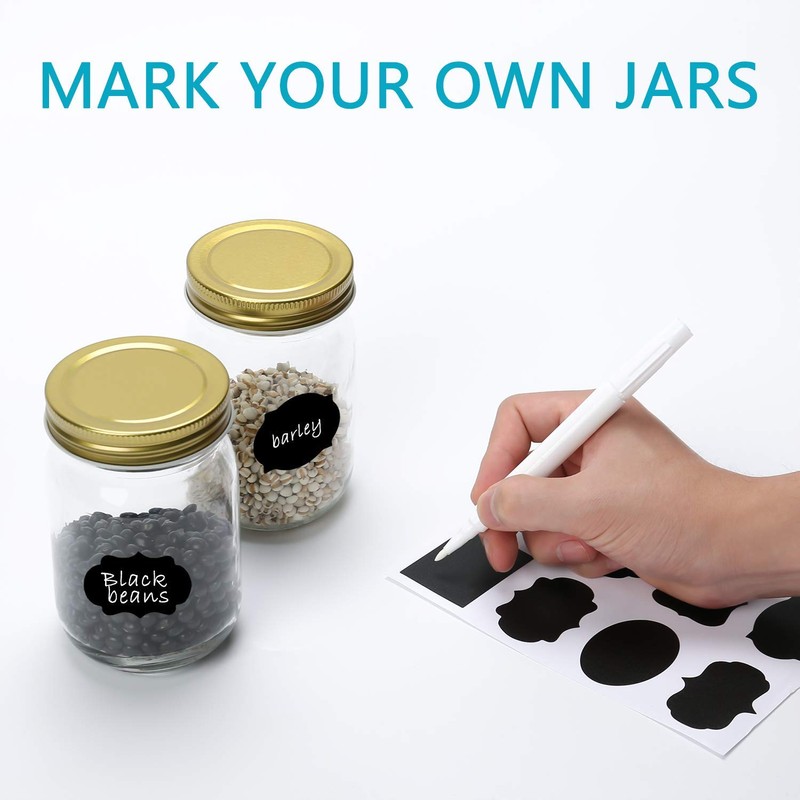 Encheng 12 oz Glass Jars With Lids,Ball Wide Mouth Mason