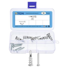 DTGN 13x42mm Self-Drilling Drywall Anchors with Screws Kit - 5 Set - Good for Concrete Tile Cement - Zinc Alloy Hollow Wall Anchors Kit with #8 Screws