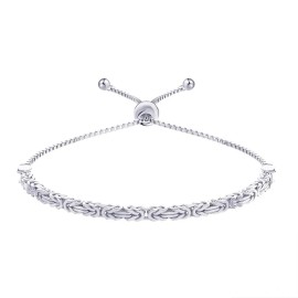 ELeJei Boutique Byzantine Box Chain Sterling Silver Adjustable Bracelet - Silver