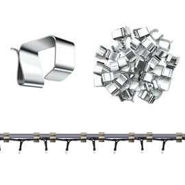 Editbar Pack of 50 Gutter Hooks for Fairy Lights, Mini Gutter Hooks, Christmas Light Gutter Hangers, Stainless Steel Christmas Light Clips, Suitable for Outdoor, Garden and Christmas Decoration