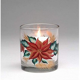 ATD 33425 3.5 Inch Poinsettia Flower Votive Glass Candle Cup