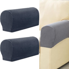 DILUSILK Set of 2 Armrest Chair Covers, Stretch Armchair Couch Arm Rest Cover Spandex Polyester Sofa Arm Caps Waterproof Armchair Couch Anti-Slip Furniture Protector Slipcovers (Dark Grey)