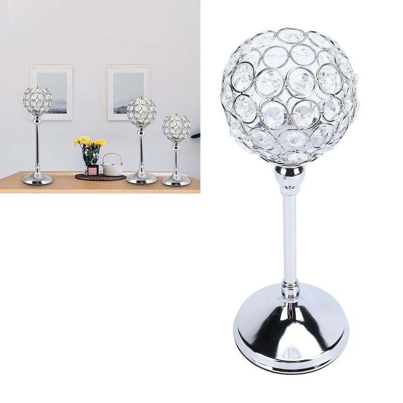 Crystal Candle Holder Ornament Tall Elegant Crystal Silver Candlestick for