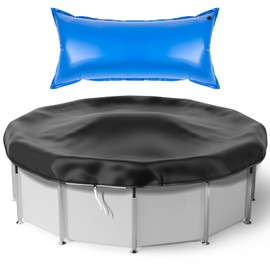 Vincreem 18 ft Round Pool Cover for Winter with 4 x 8 ft Pillows for Above Ground Pool Heavy Duty Closing Winterizing Kit Ground Bath Cover Inflatable Pillow for Floating Supporting