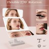 LED Tri-Fold Vanity Mirror with Lights, Touch Screen and 3X/2X/1X
