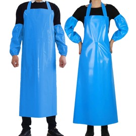 ELEBOX Waterproof Oil Proof Bib Apron Utility Apron Chemical Resistant Apron with Sleeve Work Apron Ultra Lightweight
