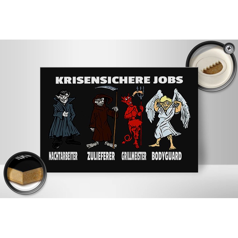 FEMER Wooden Sign Saying 30 x 20 cm Crisisensichere Jobs