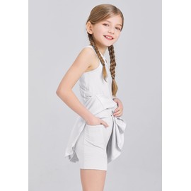 Handfrog - Vestido de tenis y golf, sin mangas, con bolsillos cortos, 2 piezas, para niños, Blanco, 13 Años