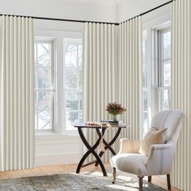 Cream 100% Blackout Curtains for Bedroom 84 Inch Length 2 Panels Set With Hooks Ring Pleated Back Tab Window Treatments Thermal Insulated Darkening Black Out Curtain for Living Room 84 Inch Long