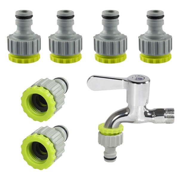 Set of 6 Tap Adapters, Garden Hose Connection Adapter, Garden