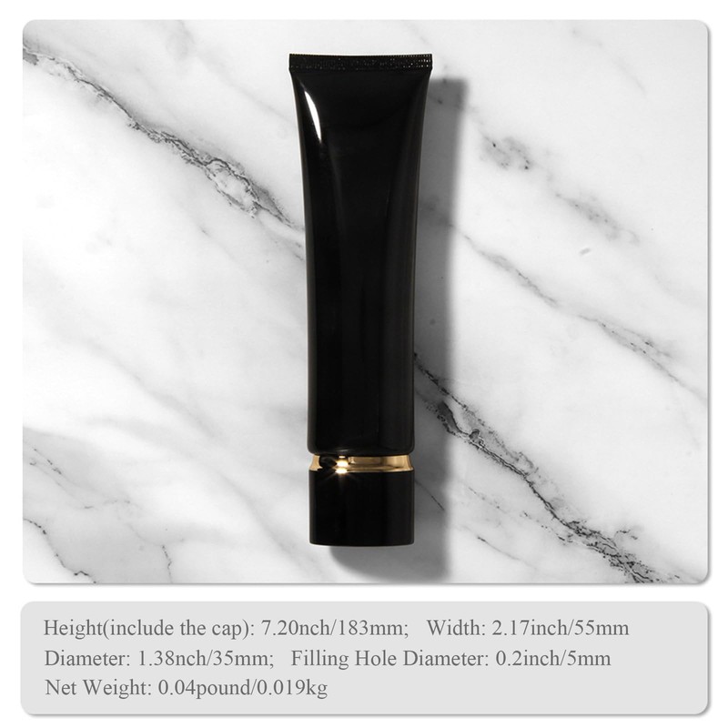Aspire Empty Black Plastic Squeeze Tubes Cosmetic Containers with Screw