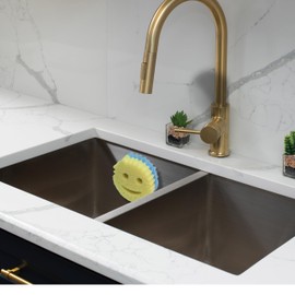 BeraTek Industries Smiley Face Sponge Holder with Suction Cup and Sponge Caddy Combo - Keep Your Happy Face Sponge Clean and Dry with the In Sink Sponge Holder by Storage Theory - White - Combo