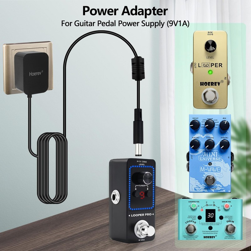 HOEREV Guitar Pedal Power Supply 9 V DC Power Cable