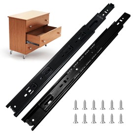 20 inch Drawer Slides 4 Pairs (8pcs) Full Extension Ball Bearing Drawer Slide 3 fold Full Stretch Side Mount Drawer Slides 100 LB Capacity Drawer Slide 20" Black