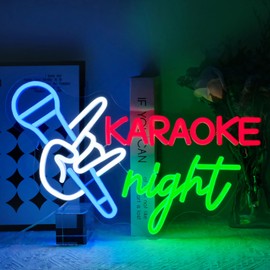 Virlusy Karaoke Night Neon Sign for Music Room Decor Dimmable Karaoke Led Lights Signs for Karaoke Party Neon Light for Beer Bar Man Cave Pub Studio Game Room Birthday Party Decoration