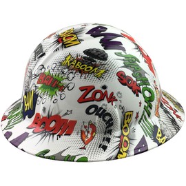 Hydrographic Full Brim Hard Hats with 6 Point Suspension - Comic Book BAM