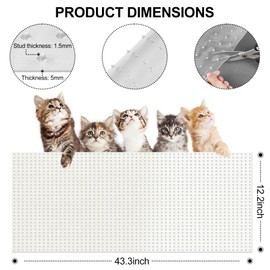 Carpet Protector for Pets 12.2in*3.6FT Cat Scratch Carpet Protector Mat for Doorway Clear Plastic Runners with Spikes to Protect Under Door Carpet Rug Anti Cat Scratch Carpet Stopper Easy to Cut