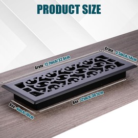 MorningRo 10 Pcs Heavy Duty Floor Registers Carbon Steel Walkable Floor Vent Covers Easy Adjust Air Flow Vents Floor Decoration for Home Heater Air Grilles Vents Supply(Black,4 x 12 Inch)
