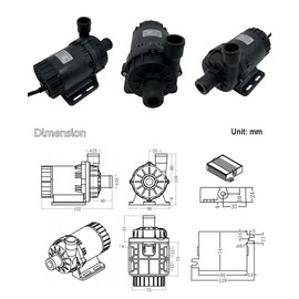 SHYSKY Powerful 24V 120W Micro Brushless DC Water Submersible Pump DC60B-24120A-1, 12m 39ft 1003GPH, Speed/Flow Adjustable, DRY RUN Protection, For Cooling Circulation Pressure Sys