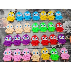 Roaqua 20 Packs Bulk Small Backpack Mini pop Fidget Keychain, Birthday Party Favors,Summer Students Bubble Prize