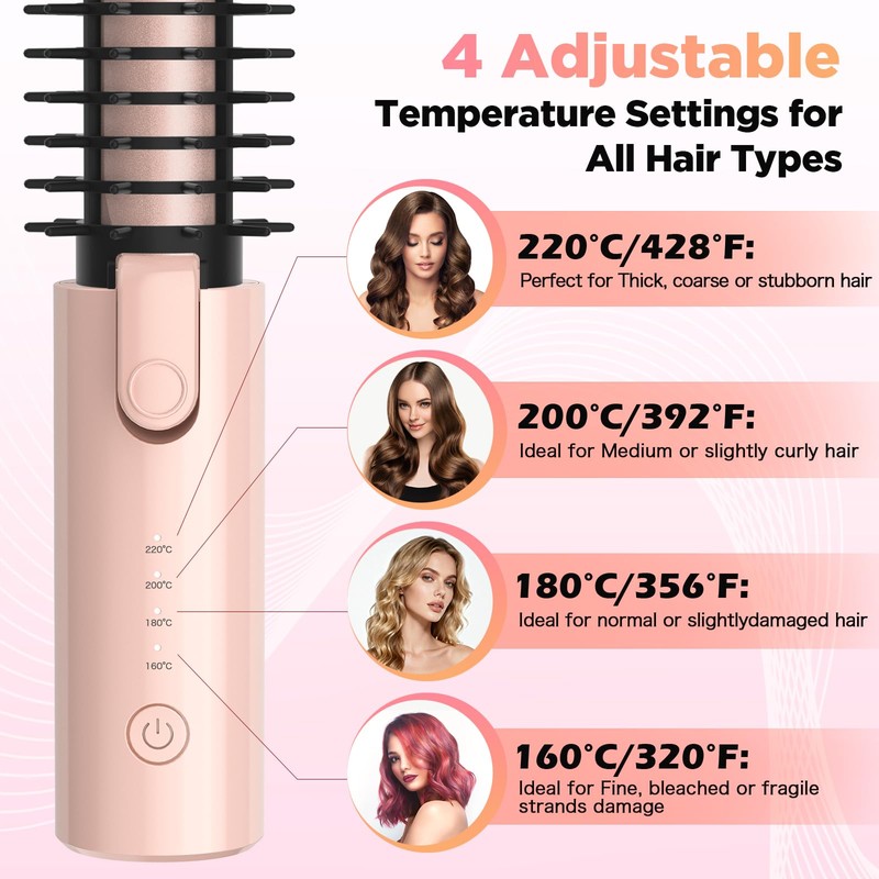 Cordless Curling Iron Rechargeable, 3-in-1 Portable Hair Curler for Travel
