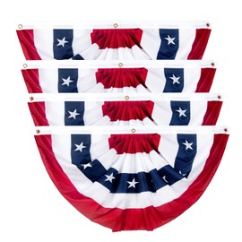 2 x 4 Ft American Bunting Flags Outdoor, US Flag Bunting for Outside, Patriotic Half Fan Bunting Flag with Brass Grommets for 4th of July Indoor Outdoor (Set of 4)