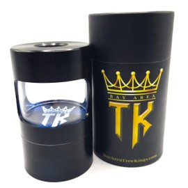 Premium Herb and Spice grinder with strong magnetic lid, LED-lighted 5X magnified collection container. USB-C port, product is made from aircraft-grade aluminum with matte coating finish